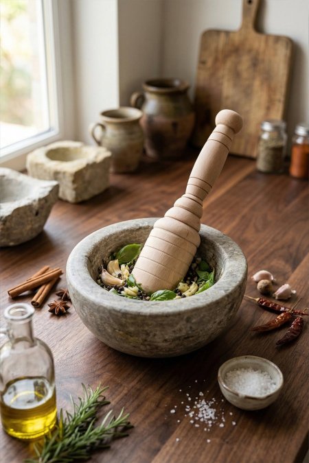 مدقة جرن خشب زان طبيعي