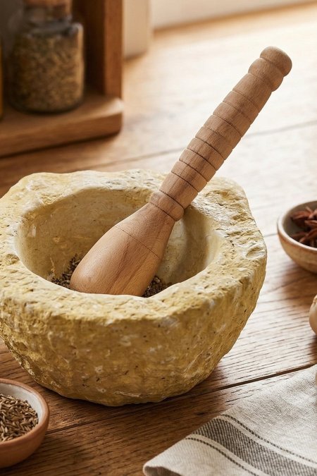 مدقة جرن خشب زان طبيعي