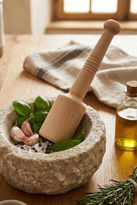 مدقة جرن خشب زان طبيعي