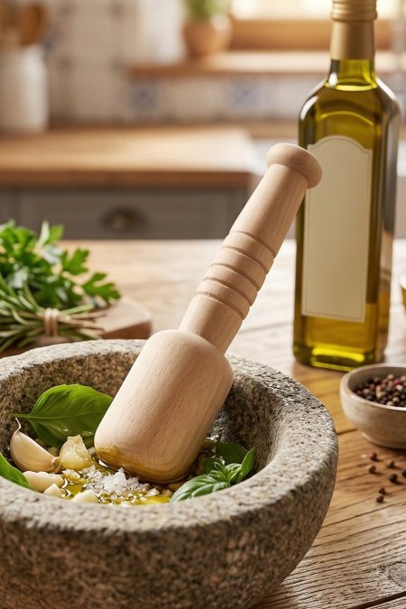 مدقة جرن خشب زان طبيعي