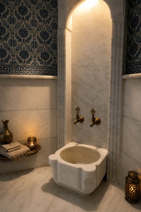 جرن حمام تركي جداري من الحجر الطبيعي