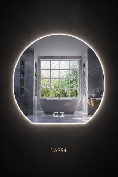 مرآة LED نصف دائرية بتصميم عصري