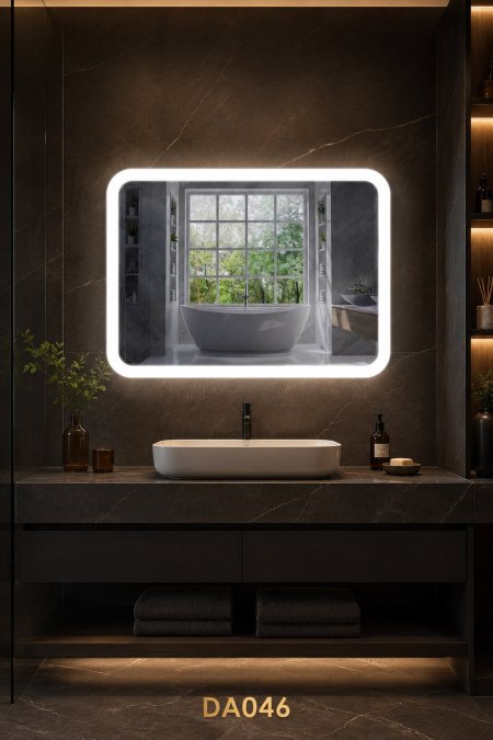 مرآة LED مستطيلة بزوايا دائرية