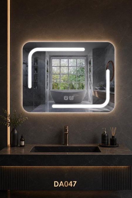 مرآة LED مستطيلة بتصميم إضاءة مميز