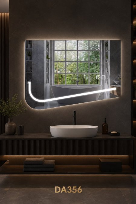 مرآة LED مستطيلة بتصميم ضوئي جانبي