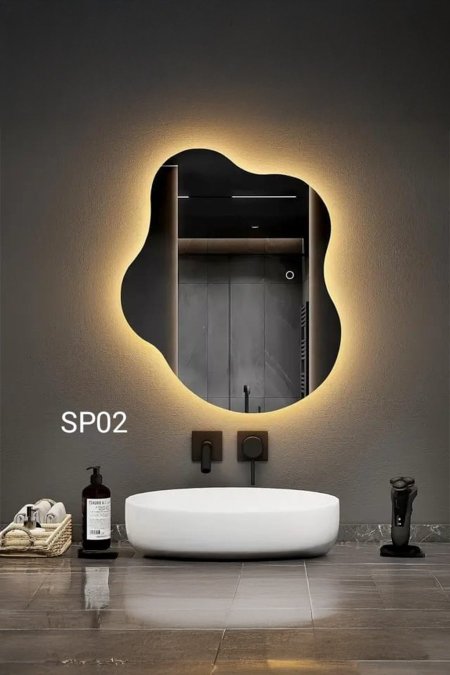 مرآة LED عصرية بتصميم موجي SP02