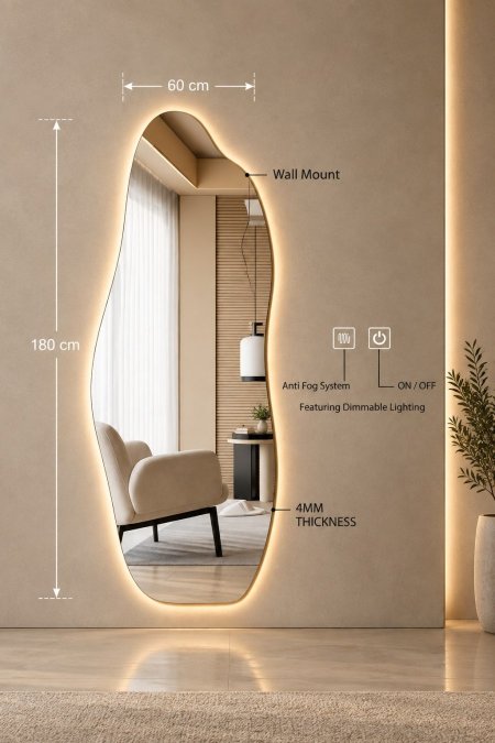 مرآة LED موديل T36H – مقاس 60×180 سم