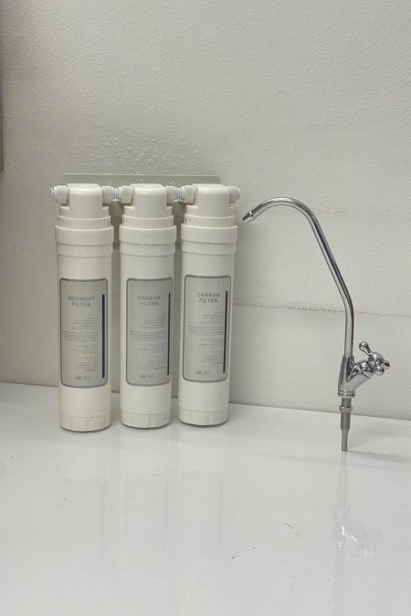 فلتر مياه ثلاثي المراحل مع حنفية معدنية