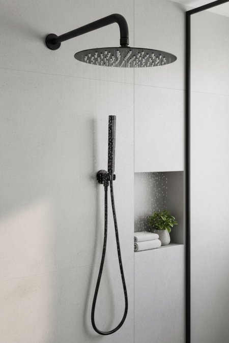 دش جداري أسود أنيق بتصميم نحيف