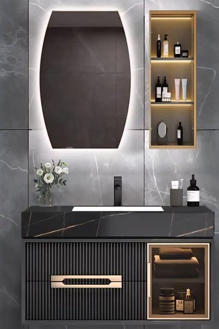 طقم مغسلة "لوكس" - فخامة عصرية بتفاصيل ذهبية