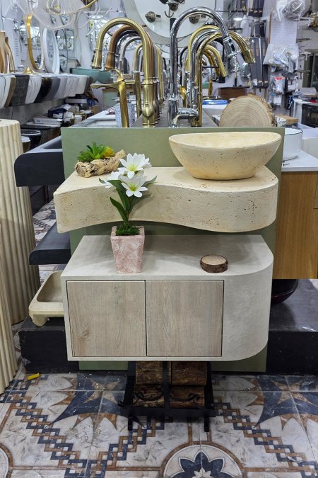 مغسلة خشب بلون التربنتيت