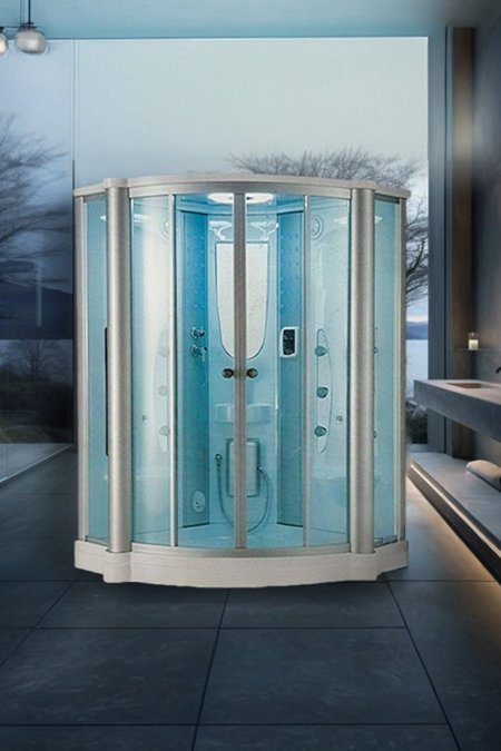 كابينة شاور زاوية هيدرومساج لون أزرق