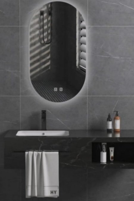 مغسلة رخام سوداء معلّقة   تصميم مودرن راقي