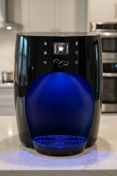 كولر مياه مكتبي أسود بإضاءة LED زرقاء – Infinity Touch حار وبارد