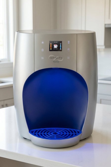 كولر مياه مكتبي فضي بإضاءة LED زرقاء – Infinity Touch حار وبارد