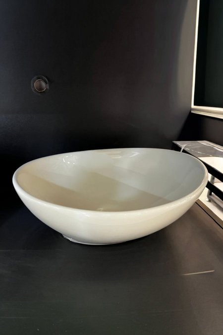 حوض مغسلة بيضاوي أبيض – موديل كلاسيك