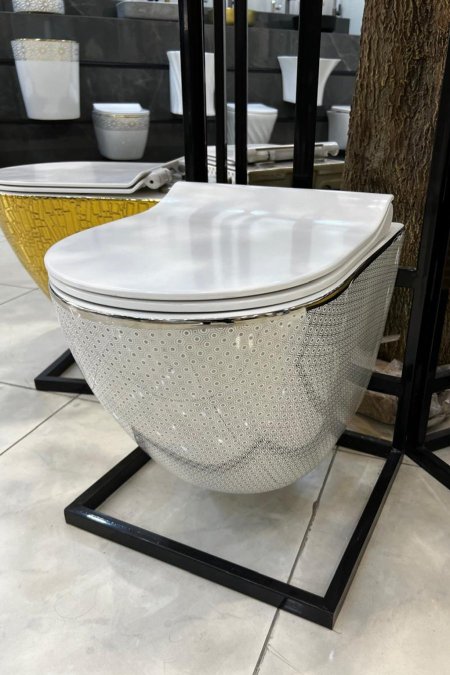 مرحاض تعليق فاخر – نقش دوائر فضي