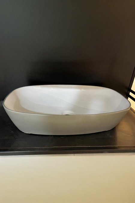 حوض مغسلة مستطيل رمادي – موديل سِلْفر لاين