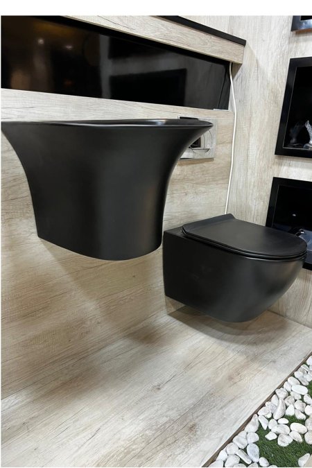 مرحاض تعليق – تشطيب أسود مطفي