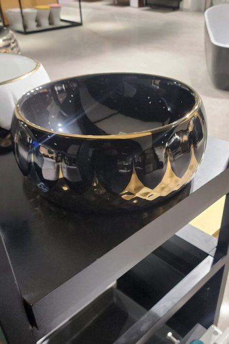 حوض مغسلة دائري أسود ذهبي – موديل بتال نْوار