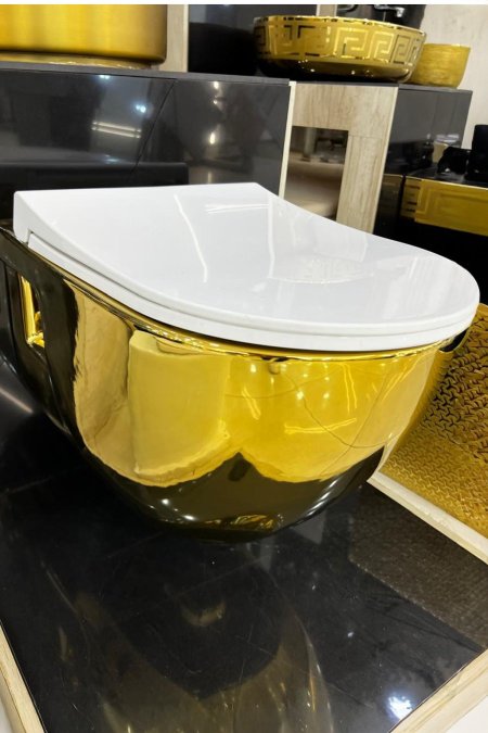 مرحاض تعليق – تشطيب ذهبي لامع فاخر