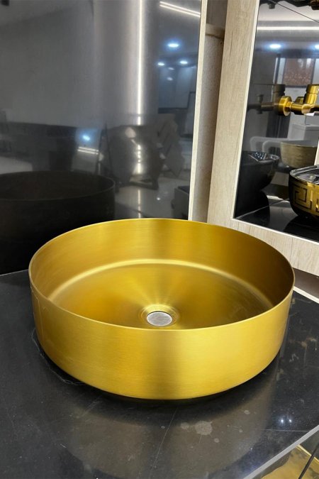 حوض مغسلة معدني ذهبي – موديل غولد متاليك