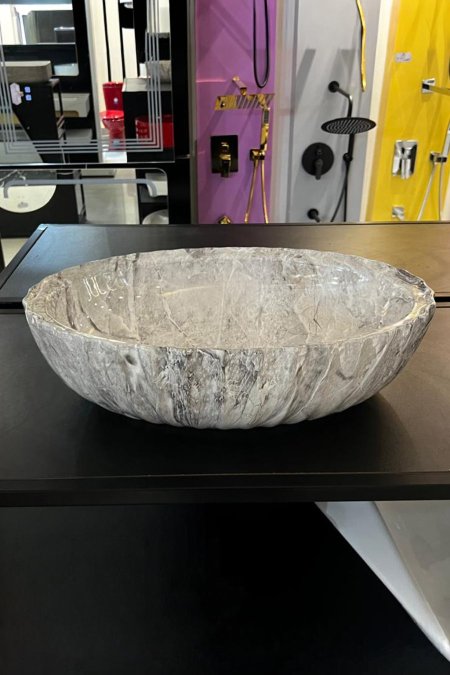 حوض مغسلة رخام رمادي – موديل كلاسيك ستون