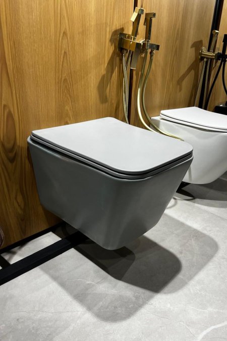 مرحاض جداري مودرن – لون رمادي مطفأ