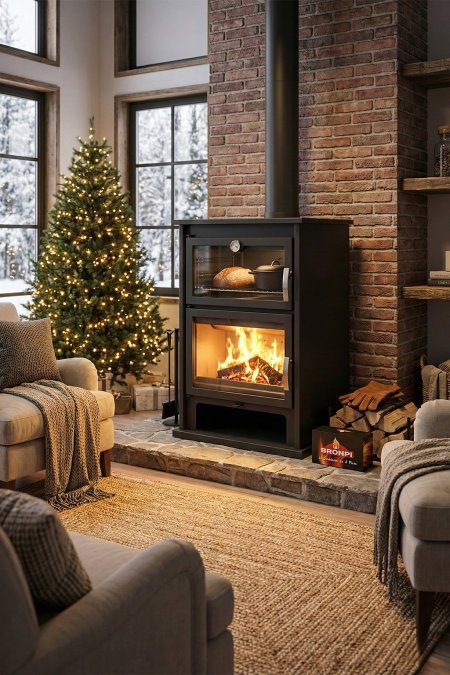 صوبة حطب مع فرن علوي – تدفئة + طبخ بخبزة البيت