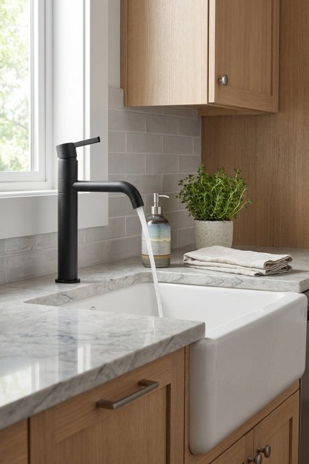 حنفية مغسلة أسود مطفي  (Matte Black)   تصميم مودرن