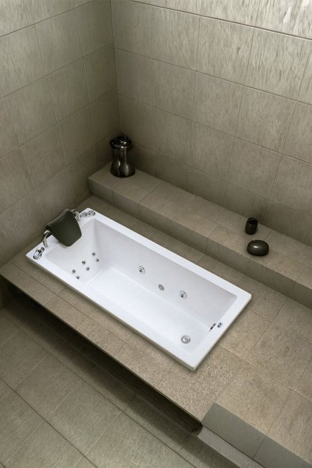 بانيو جاكوزي مستطيل مدمج – بمساند رأس ونفاثات مساج