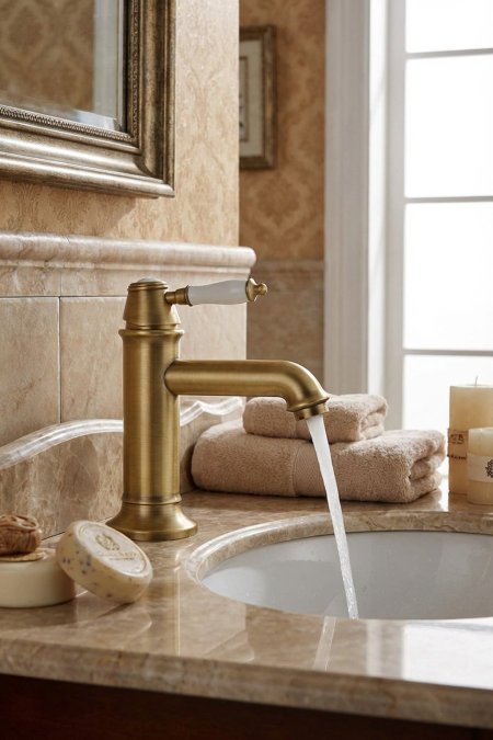 حنفية مغسلة كلاسيكية – لون ذهبي أنتيك