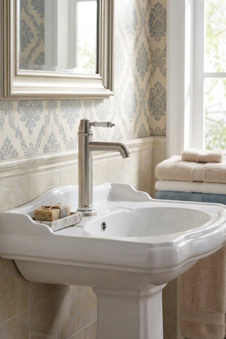 حنفية مغسلة كلاسيكية عالية – لون فضّي