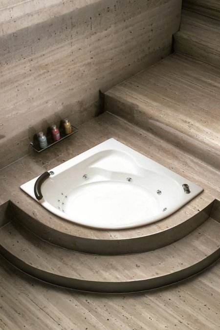 جاكوزي زاوية نصف دائري مع مسند يد