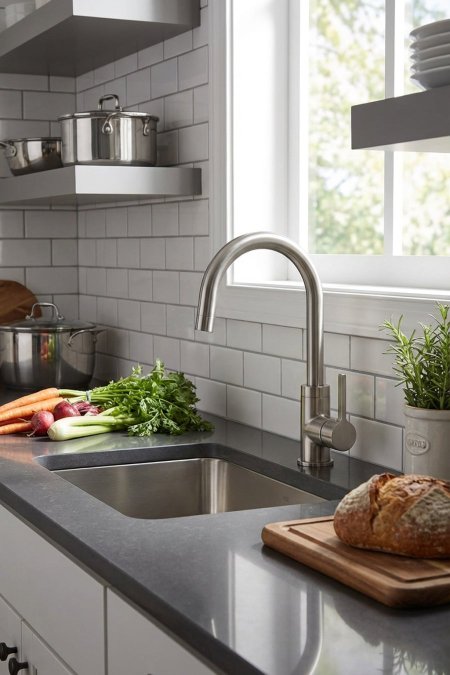 حنفية مطبخ قوس عالي – لون فضّي مطفي