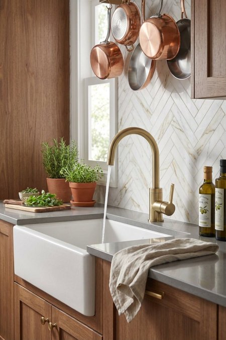 حنفية مطبخ قوس عالي – لون ذهبي مطفي