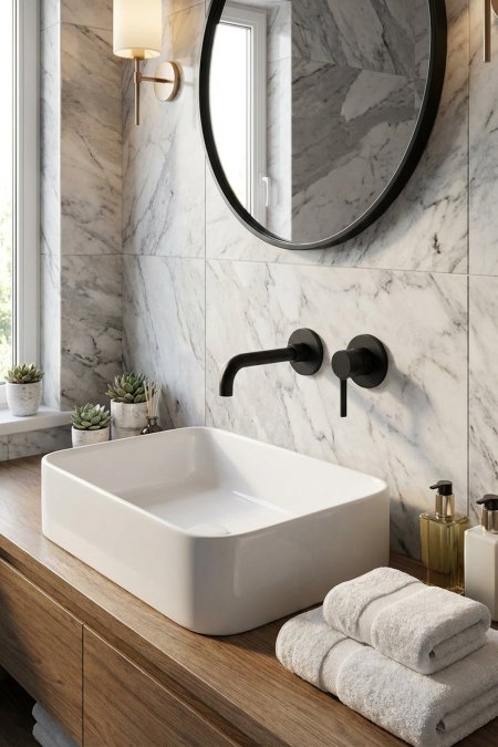 حنفية مغسلة حائطية – لون أسود مطفي