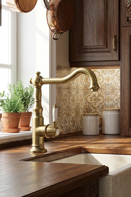 حنفية مطبخ كلاسيكية – لون ذهبي أنتيك