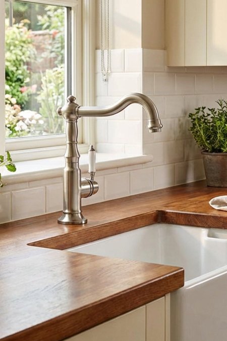 حنفية مطبخ كلاسيكية – لون فضّي مطفي (نيكل)