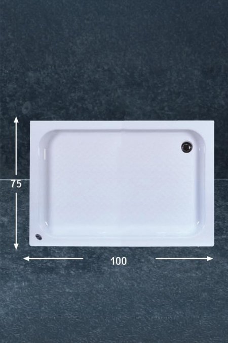 أرضية شاور مستطيلة 100×75 سم – أبيض