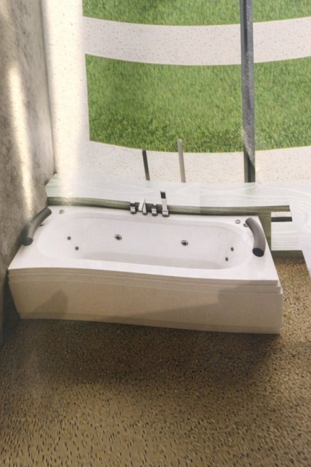 جاكوزي مودرن بتصميم منحني مع مساند جانبية