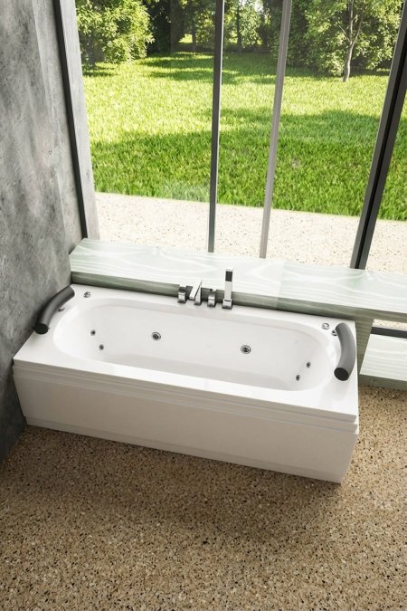 جاكوزي مستطيل مع مساند جانبية ونظام مساج مائي