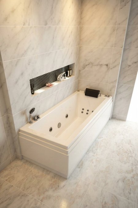 جاكوزي مستطيل مودرن مع رف جداري مدمج