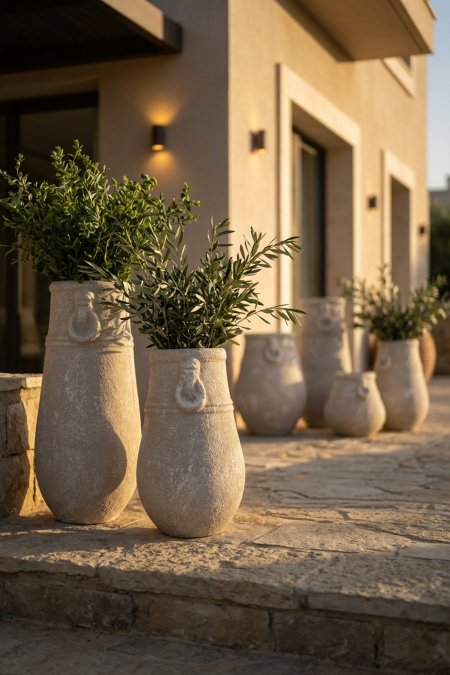 طقم قوّارات فخارية كلاسيك بحَلَقة ديكورية