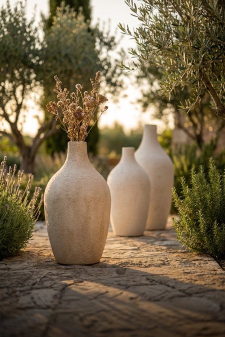 طقم قوّارات فخّارية طويلة – تصميم أمفورة ريفي