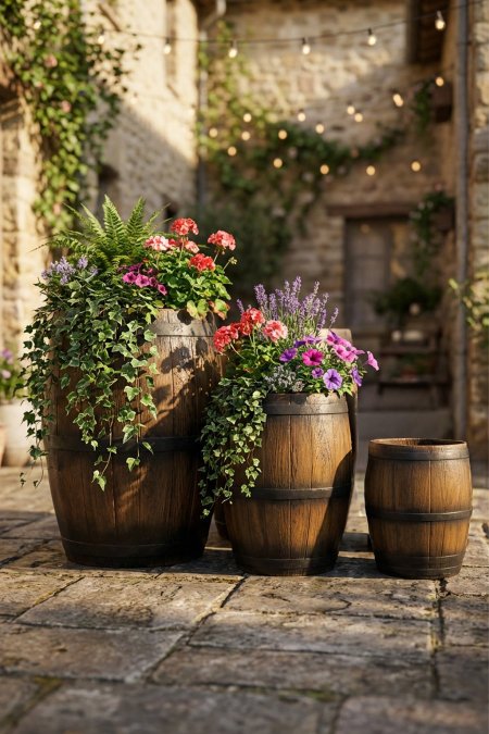 طقم قوّارات بشكل براميل خشبية ريفية (3 قطع)