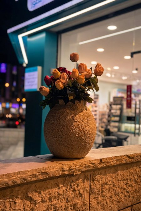 قوار مدوّر بيج مزخرف (قطعة واحدة)